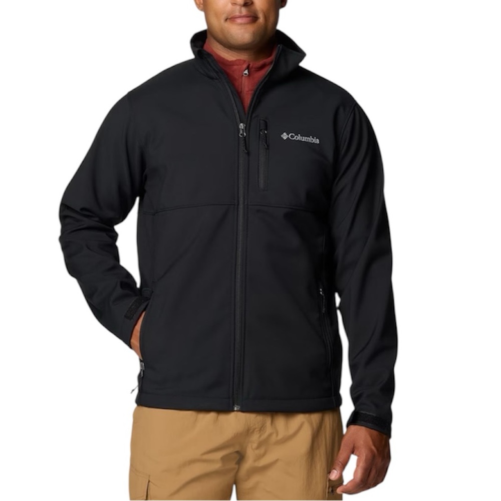 Columbia Ascender Softshell Jacket Water Repellent Black Fleece Lined Size XL